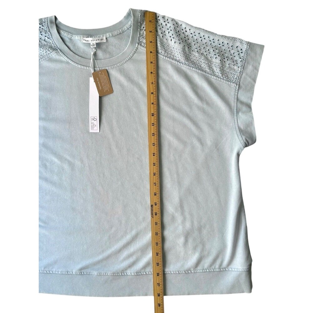Jane & Delancey Women's Garment Dye Top Short Eyelet Sleeve Plus Size 3X Blue - Picture 8 of 8